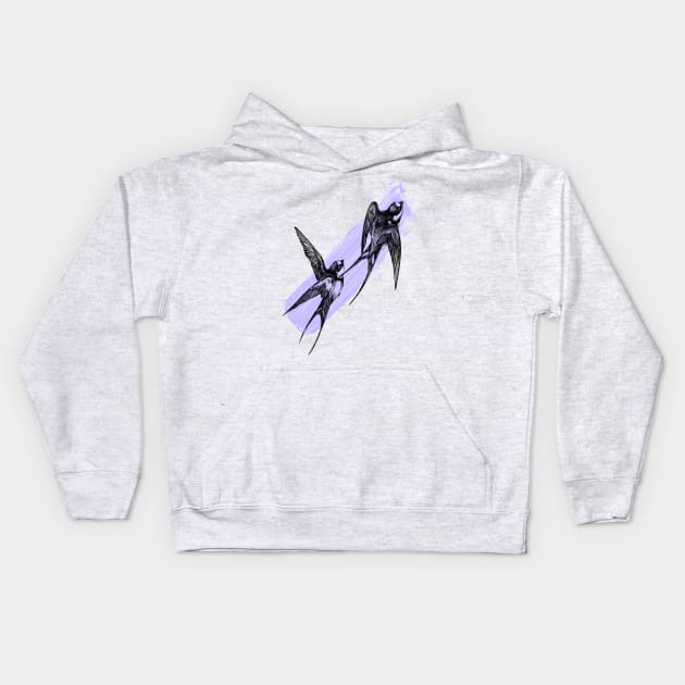 swallows Kids Hoodie by Lesja Gost art